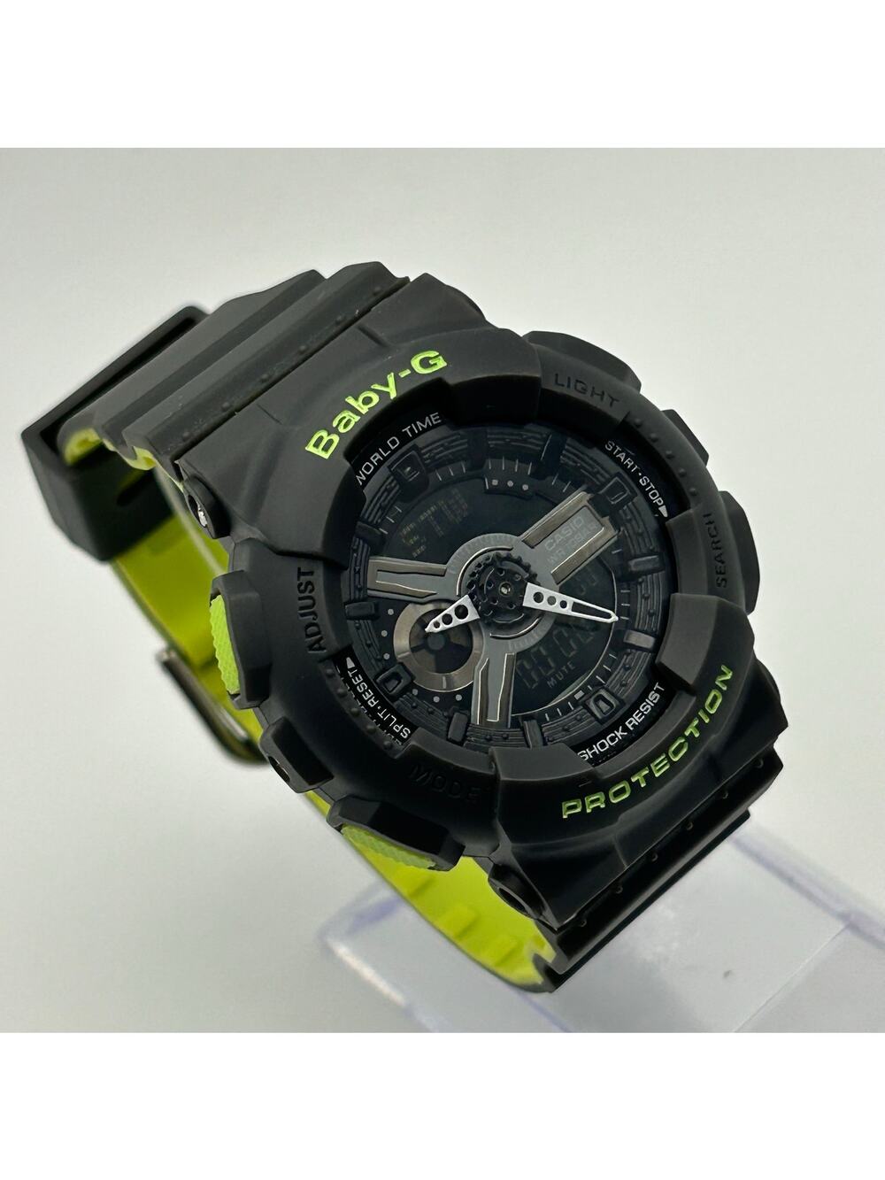 Casio Baby-G BA-110 Black Neon Green Watch WR Stainless Steel New Battery